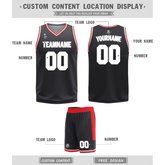 Custom Red Black Classic Style Reversible Basketball Uniform Personalized COOLMAX BBJR-D017025